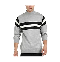 Campus Sutra Men's Light Grey Relaxed Horizontal Striped Pullover Sweater