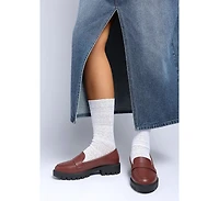 London Rag Women's Peridot Faux Leather Chunky Loafers