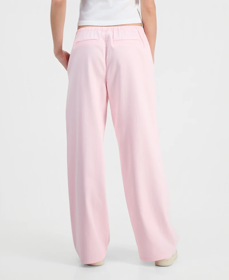 Vanilla Star Juniors' Drawstring-Waist Wide-Leg Jeans