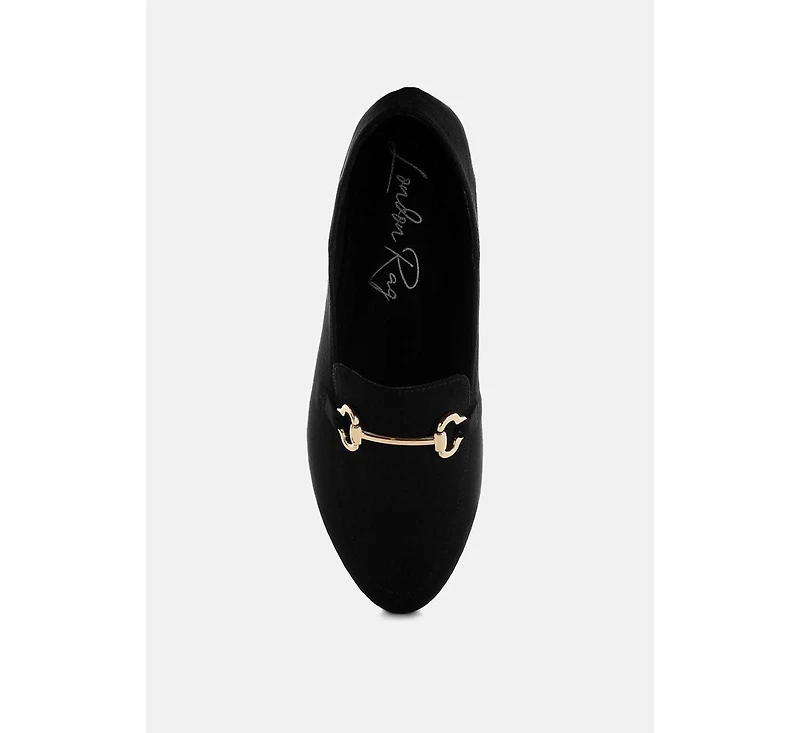London Rag Womens Noltas Horsebit Embellished Flat Loafers