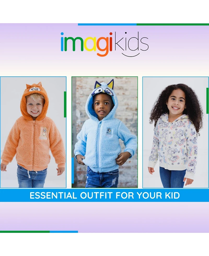 Bluey Girls Bingo Cozy Sherpa Zip Up Cosplay Hoodie