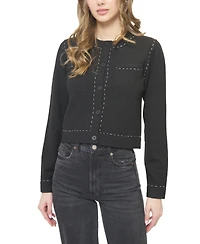 Central Park West Women's Crystal Lurex Whipstitch Cardi