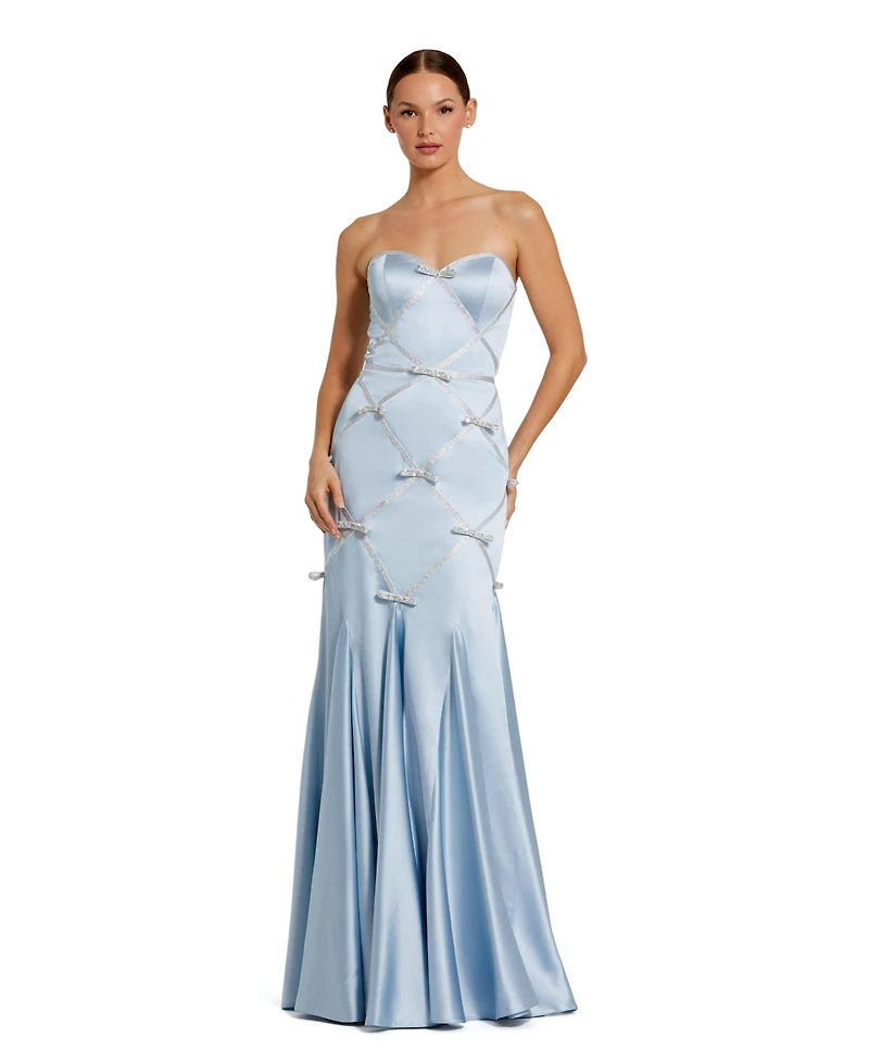 Mac Duggal Women's Strapless Satin Mermaid Gown With Bow Details