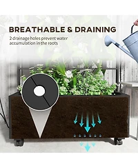 Outsunny Outdoor Planter with Trellis and Wheels Wooden Raised Planter Box