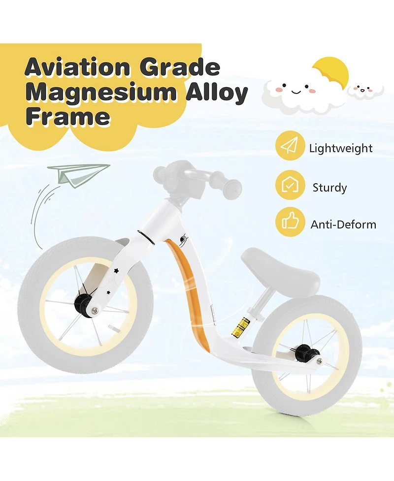 Sugift 12-Inch Balance Bike with Adjustable Seat and Rotatable Handlebar for Over 36 Months Old