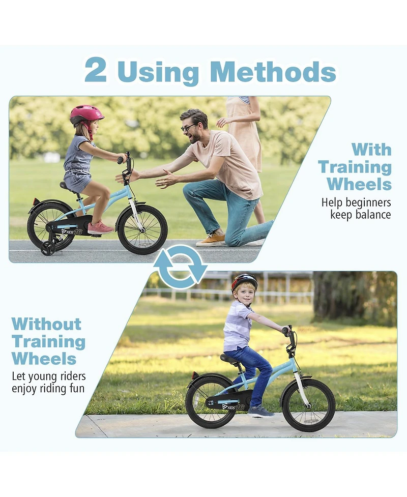 Sugift 16 Inch Kids Bike for 4-7 Years Old Children Bicycle with Training Wheels