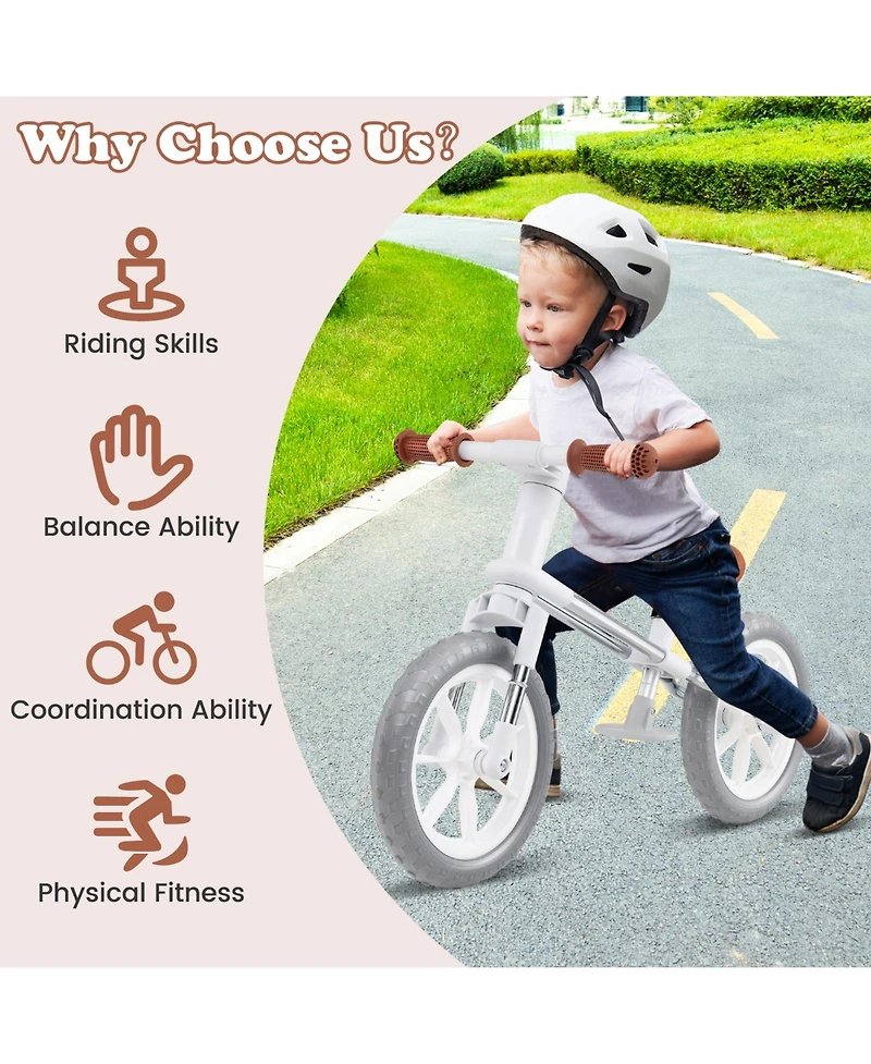 Sugift 12 Inch Balance Bike with Adjustable Seat and Rotatable Handlebar