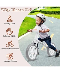 Sugift 12 Inch Balance Bike with Adjustable Seat and Rotatable Handlebar