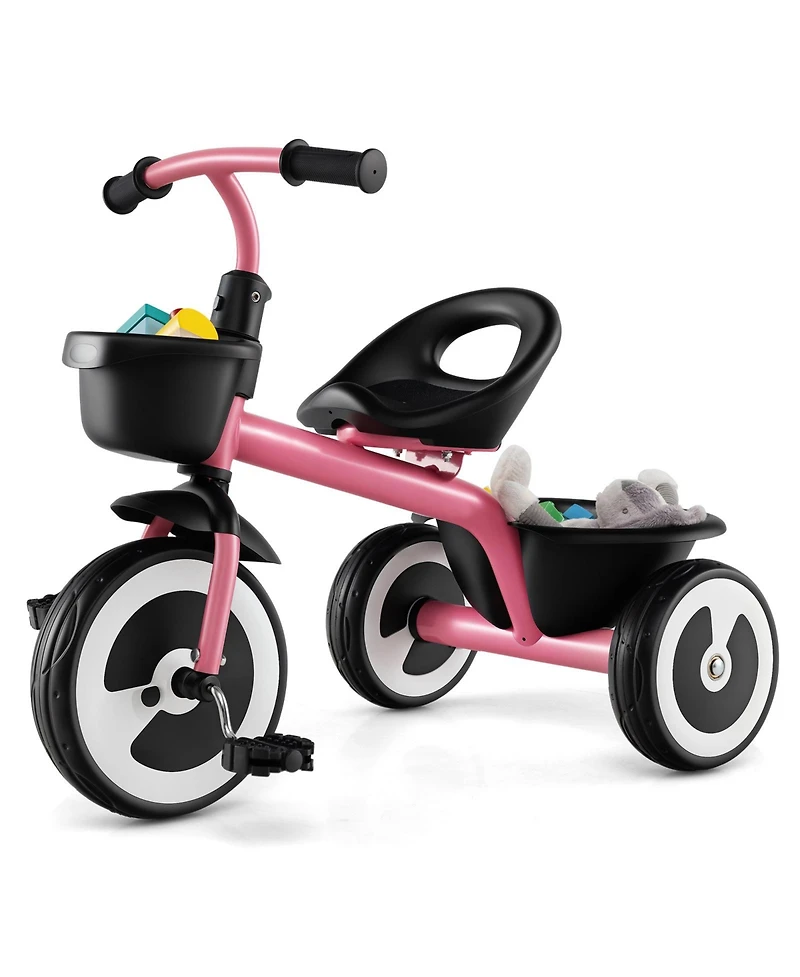 Sugift Toddler Tricycle with Adjustable Seat and Storage Baskets for 1.5-5 Years Old