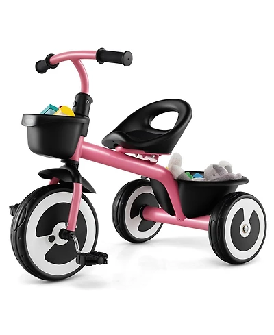 Sugift Toddler Tricycle with Adjustable Seat and Storage Baskets for 1.5-5 Years Old