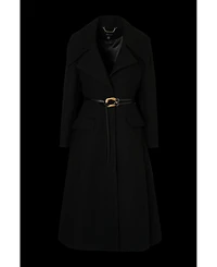 Karen Millen Women's Wool Shawl Collar Belted Midi Coat