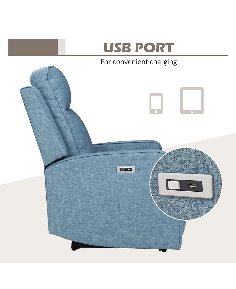 Homcom Electric Power Recliner Armchair with Usb Port, Sofa Recliner,