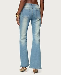 Edikted Women's Jenni Washed Low Rise Flared Jeans