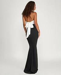City Studios Juniors' Scuba Crepe Pleated Bust Gown