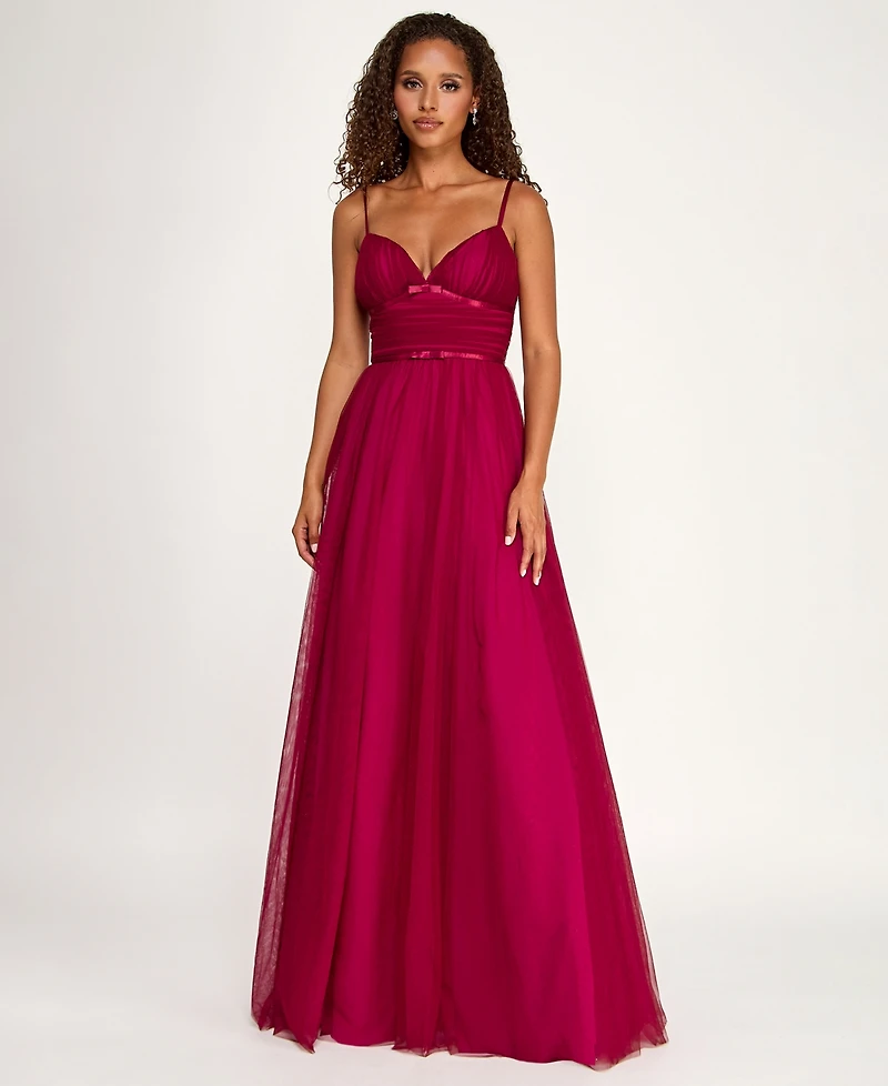 City Studios Women's Sweetheart Neck Long Dress