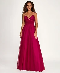 City Studios Women's Sweetheart Neck Long Dress