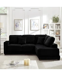 Streamdale Furniture Streamdale 93" L-Shaped Corduroy Sectional Sofa with Reversible Chaise (Black