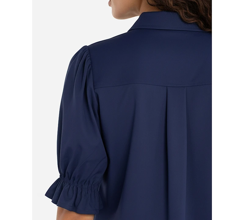 Liverpool Los Angeles Petite Puffed-Sleeve Blouse
