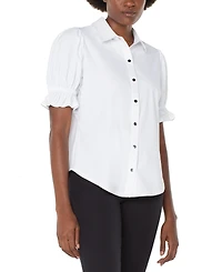 Liverpool Los Angeles Petite Puffed-Sleeve Blouse