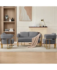 Streamdale Furniture Streamdale Modern Teddy fleece upholstered chair with gold metal legs