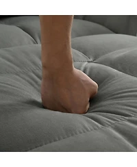 Streamdale Furniture Streamdale 3-in-1 Velvet Pull Out Couch Bed with Reclining Backrest & Pillows (Dark Grey