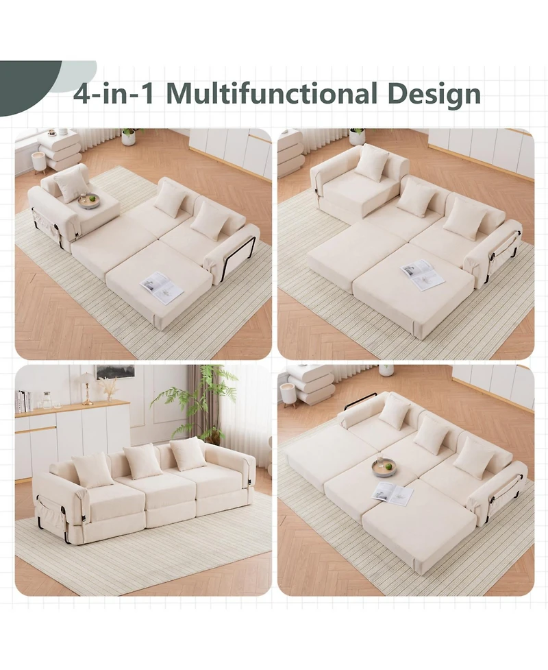 Streamdale Triple Folding Recliner Sofa Beige