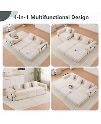 Streamdale Triple Folding Recliner Sofa Beige