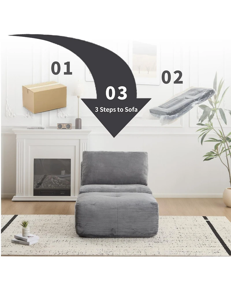 Streamdale Furniture Modern Memory Foam Sofa, Single Chaise, Pet-Friendly Cloud Modular Sectional, Grey