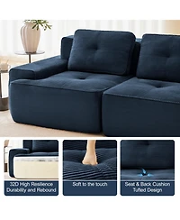 Streamdale Furniture Modern U-Shaped Modular Sectional Sofa, Corduroy Fabric, Blue