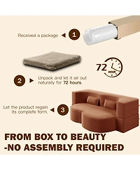 Streamdale Furniture Streamdale Modern Floor Sofa with 2 Pillows, Convertible Plush Corduroy Sleeper Sofa Bed, Orange