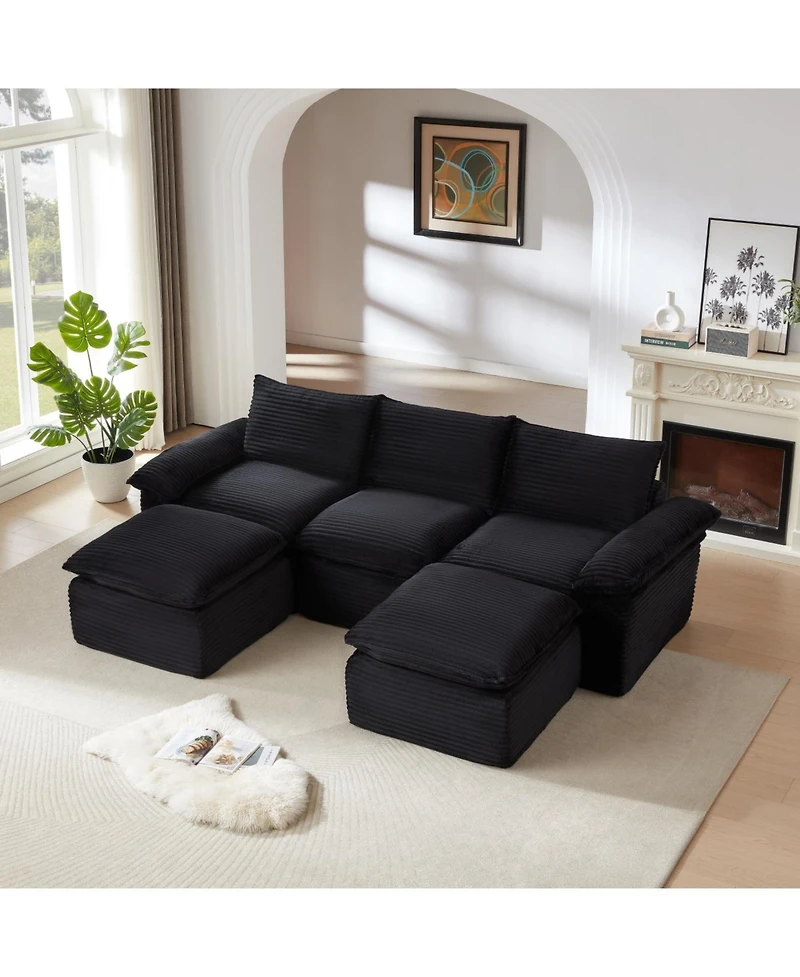 Streamdale Modern corduroy cloud sofa, comfortable & combinable for living rooms.