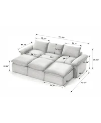 Streamdale Furniture Streamdale Modern corduroy cloud sofa, freely combined