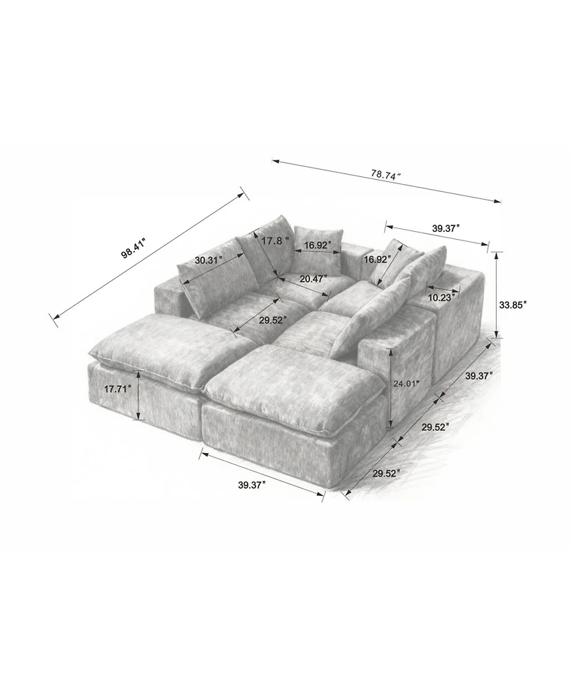 Streamdale Furniture Streamdale Modern Chenille Cloud Sofa - Freely Combinable & Comfortable
