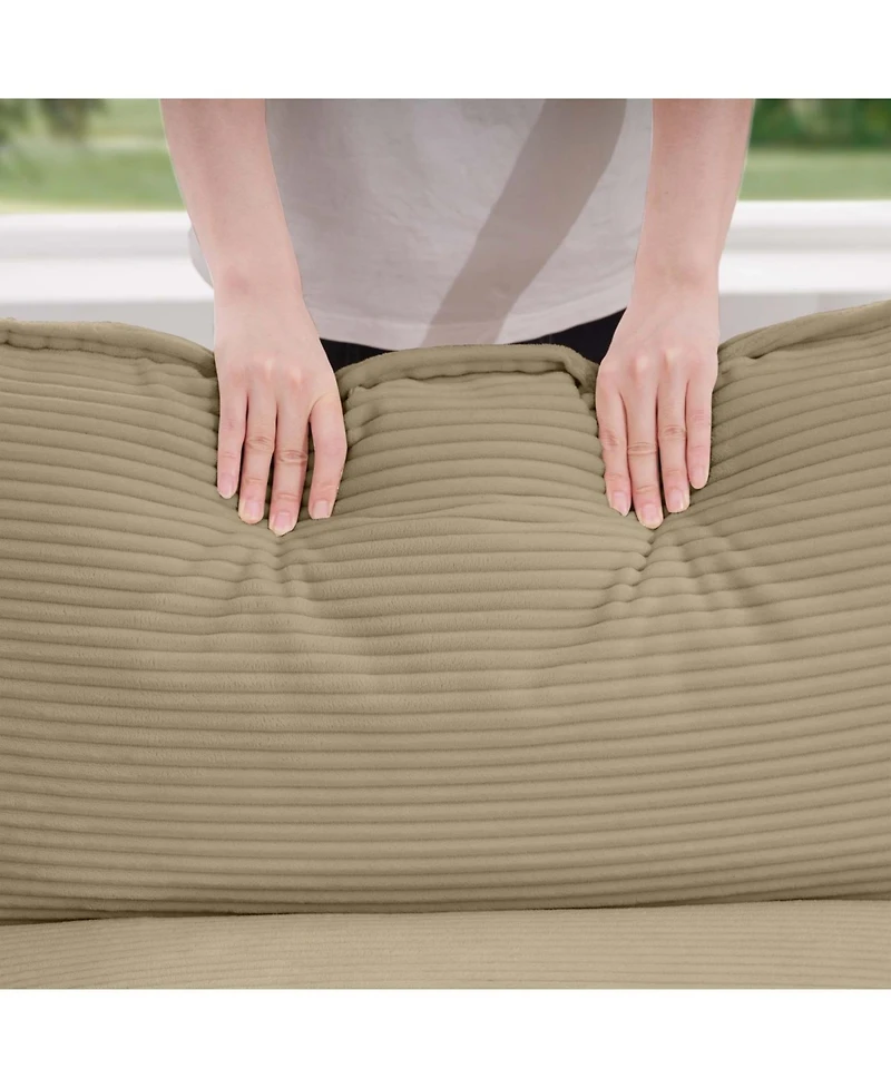 Streamdale Furniture Tan Corduroy L-Shaped 3-Seater Sofa with Ottoman