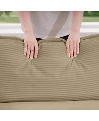 Streamdale Furniture Tan Corduroy L-Shaped 3-Seater Sofa with Ottoman