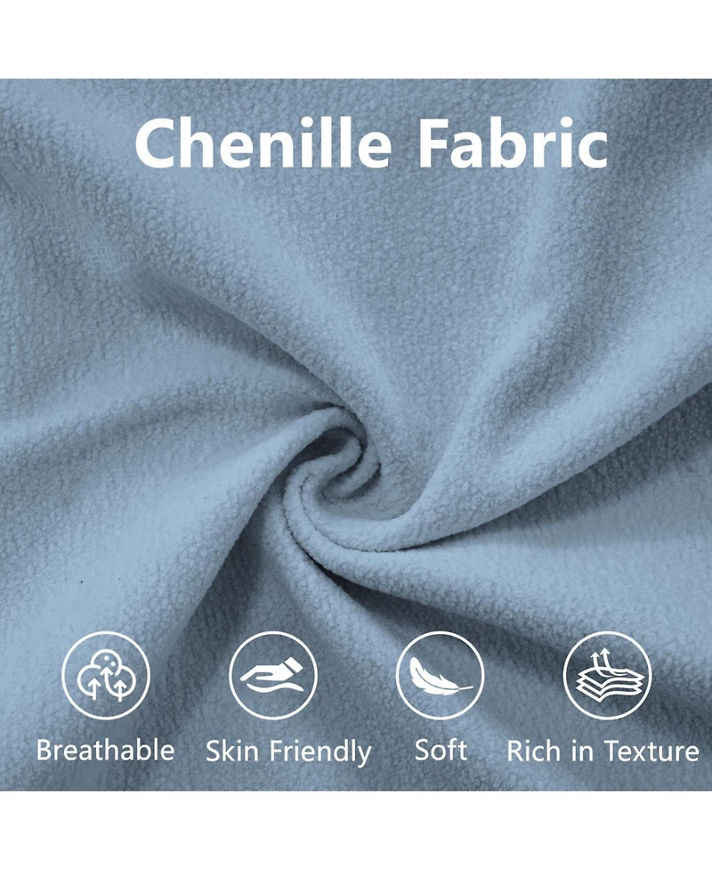 Streamdale Furniture Cloud Couch Chenille Blue Sectional Sofa with Ottoman and Pillows