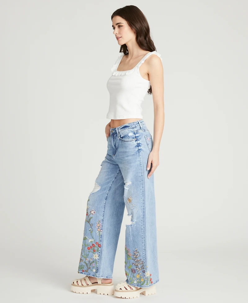 Driftwood Women's Marlena Floral Field Embroidered Jeans