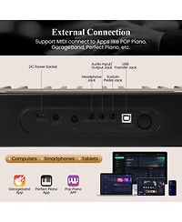 Hongge 88 Key Full Size Digital Piano Keyboard With Dual Speakers And Rechargeable Battery