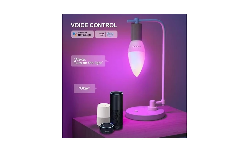 Contixo LB4 Smart Wi-Fi A19 Candelabra Led Bulbs, Dimmable, App & Voice Control (4-Pack