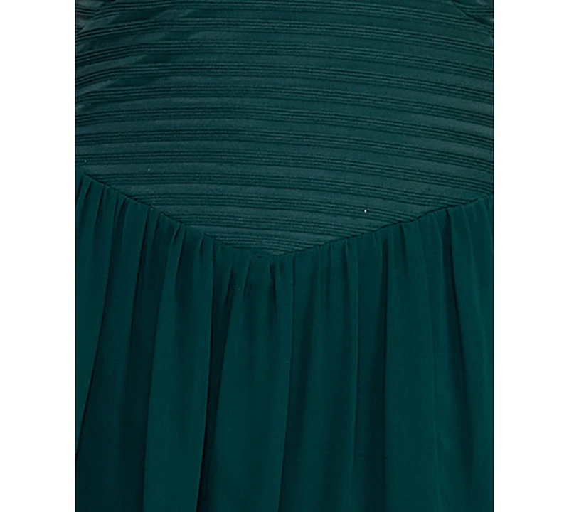 Seni & Cade Juniors' V-Neck Shirred Midi Dress