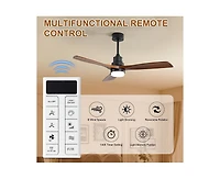 Sofucor 52-Inch Modern Black 3-Blade Ceiling Fan with Light, Remote Control & Mobile Device Connectivity