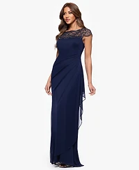 Xscape Petite Short-Sleeve Boat Neck Dress