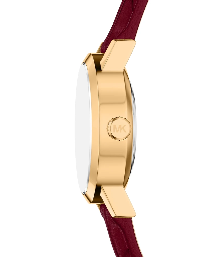 Michael Kors Women's Maude Three-Hand Red Leather Watch and Bracelet Set, 21mm