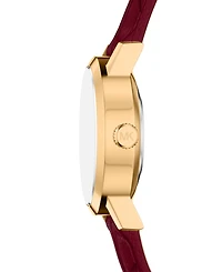 Michael Kors Women's Maude Three-Hand Red Leather Watch and Bracelet Set, 21mm