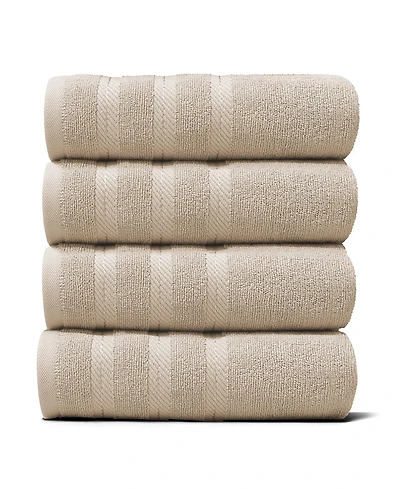 Hearth & Harbor Luxury Soft Absorbent 100% Ring Spun Cotton Hand Towels for Bathroom, Shower, Spa - 4 Piece Towel Set