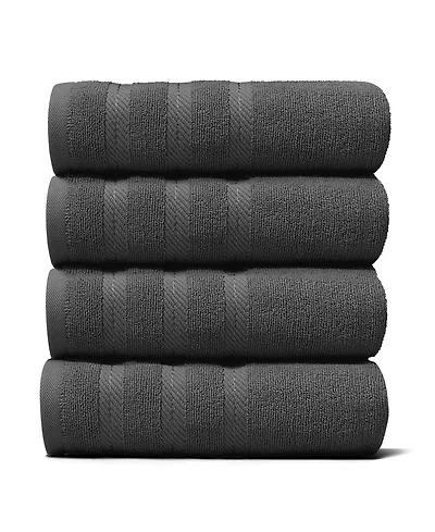 Hearth & Harbor Luxury Soft Absorbent 100% Ring Spun Cotton Hand Towels for Bathroom, Shower, Spa - 4 Piece Towel Set