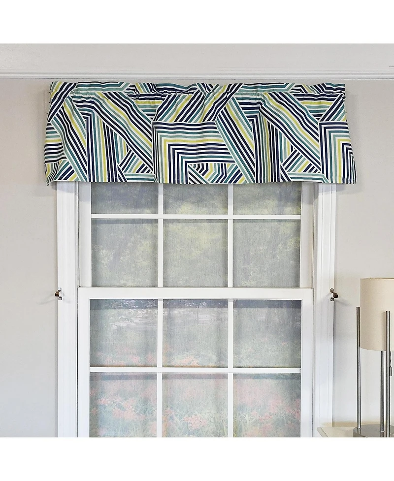 Rlf Home 100% Cotton High Quality Bypass Tailored Window Valance with 1.5" Rod Pocket 50" W X 12" L Multi