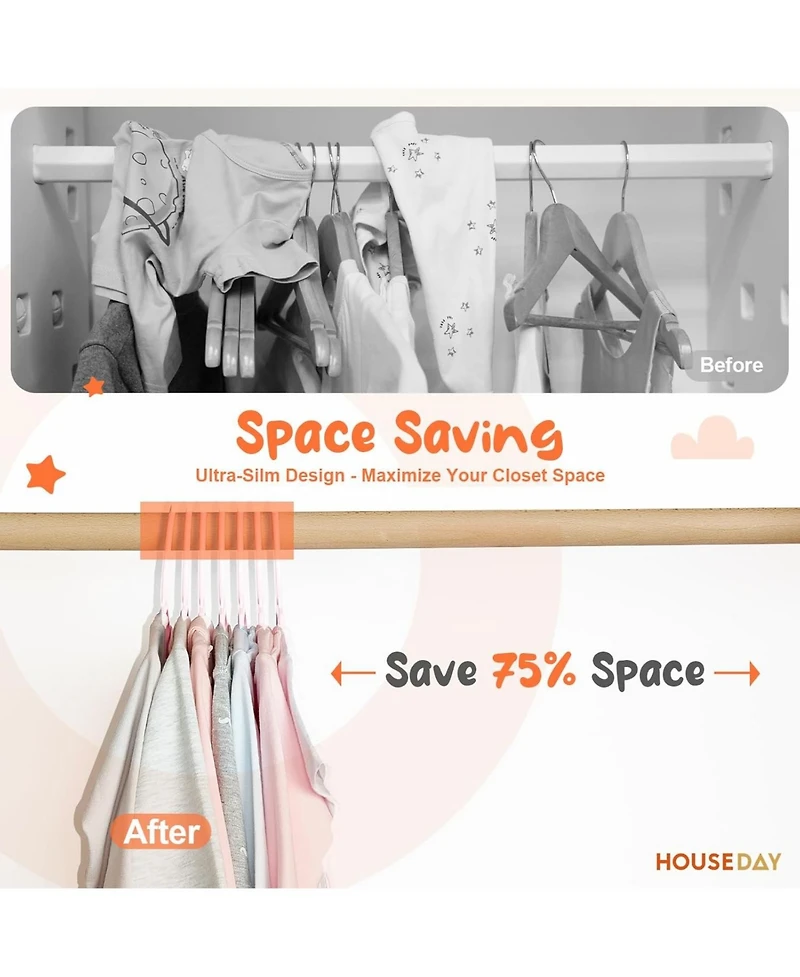 House Day 11 Inch Non-Slip Durable Plastic Baby and Kids Hangers