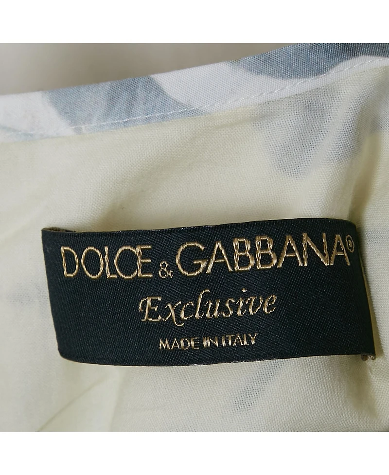 Pre-Owned Dolce & Gabbana Women's White Floral Print Cotton Midi Dress