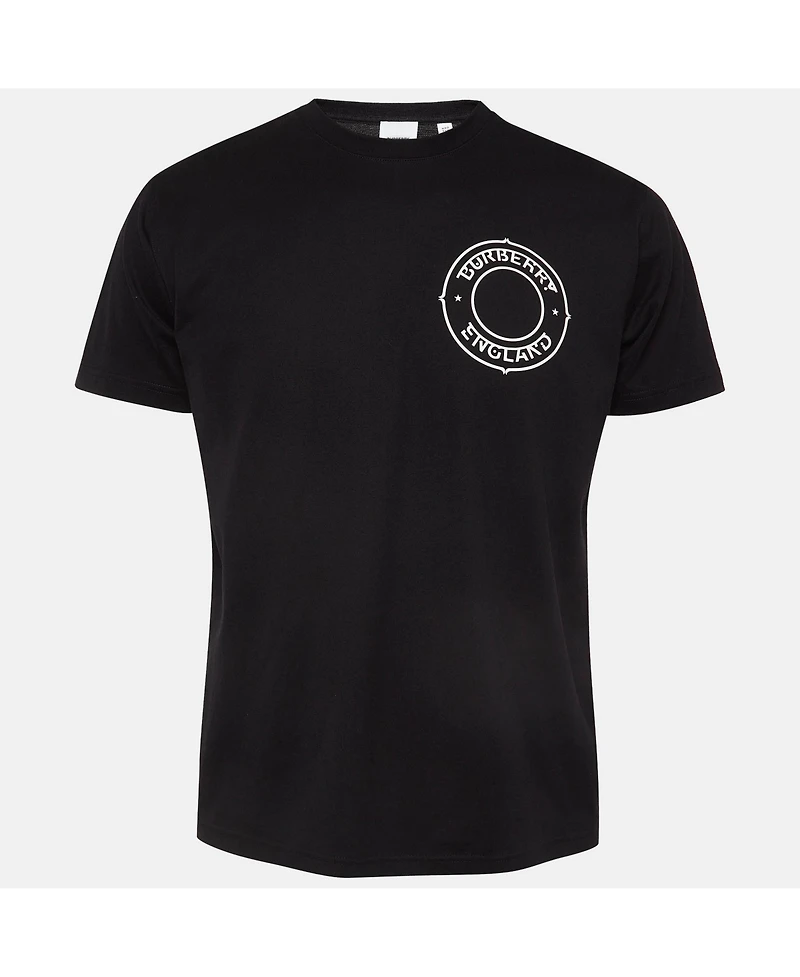 Pre-Owned Burberry Men's Black Printed Cotton Knit Crew Neck Tshirt